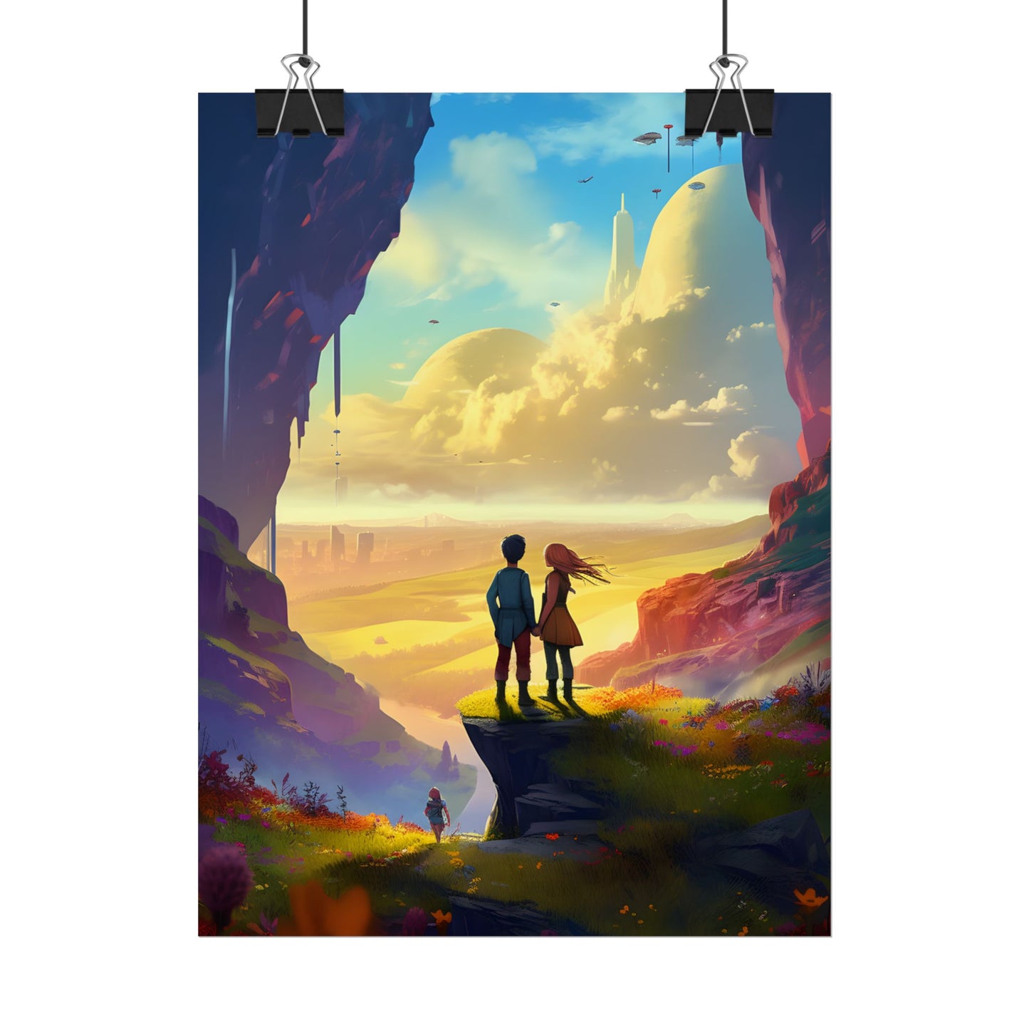Nature's Friends: Girl and Boy on Meadow Hill - Poster