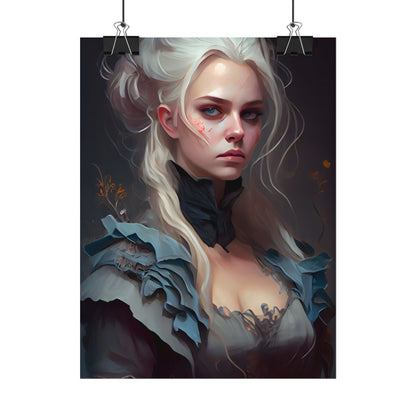 Blonde Profile Portrait: Simple Daylight Dress Art - Poster