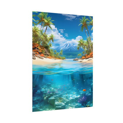 Tropical Paradise Tranquility: Lush Island Getaway Art - Poster