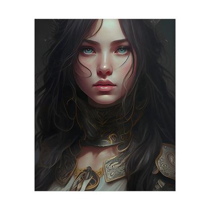 Vibrant Red Portrait: Dynamic Female Artwork - Poster