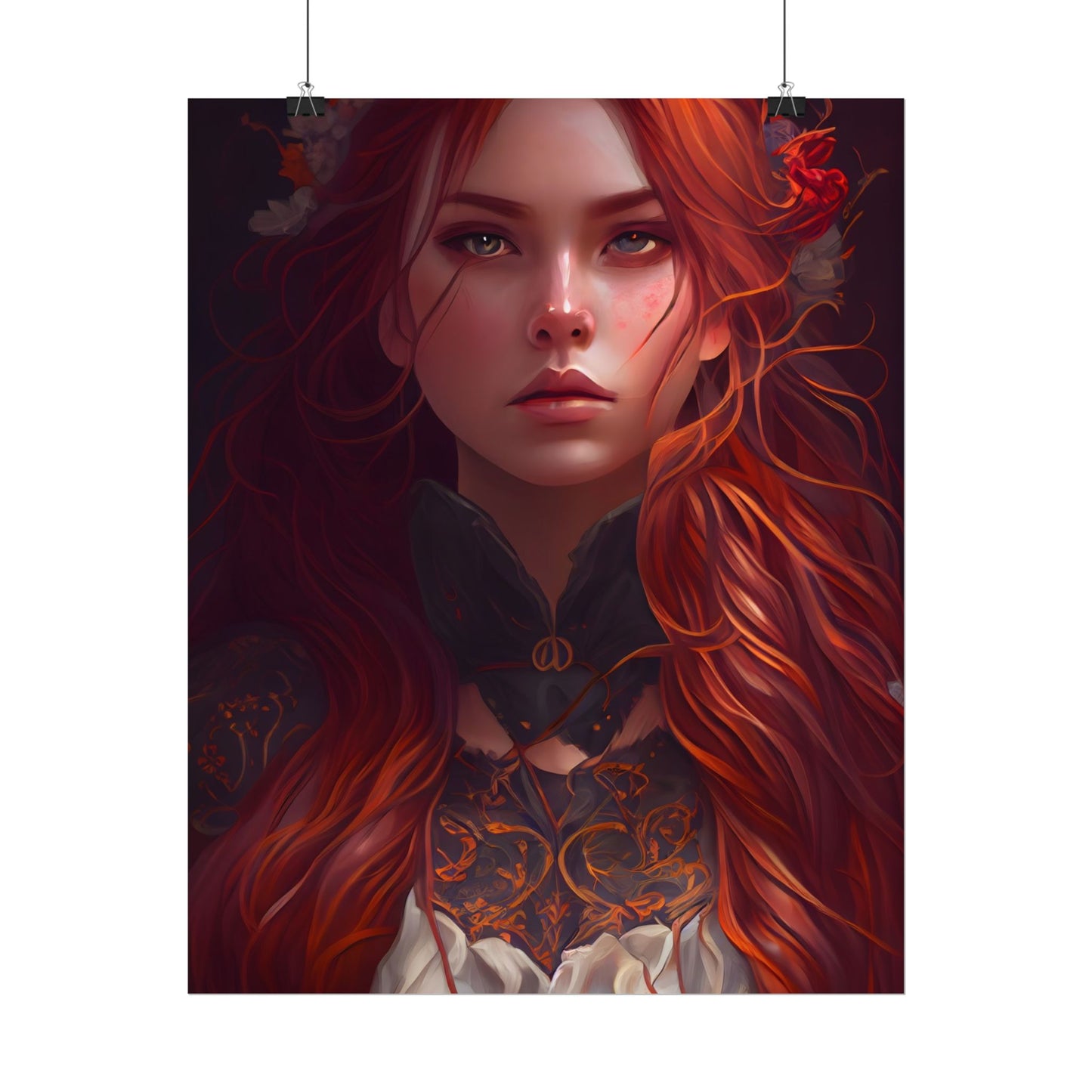 Redhead Female Portrait in a Dress - Poster