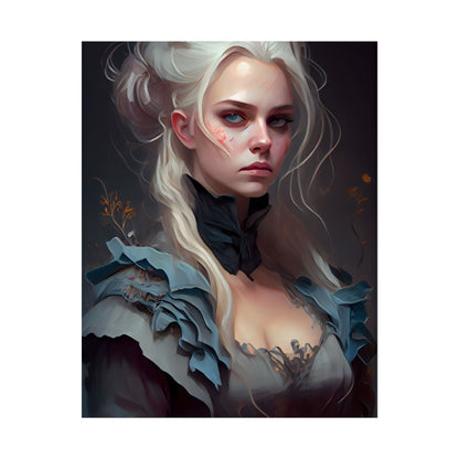 Blonde Profile Portrait: Simple Daylight Dress Art - Poster