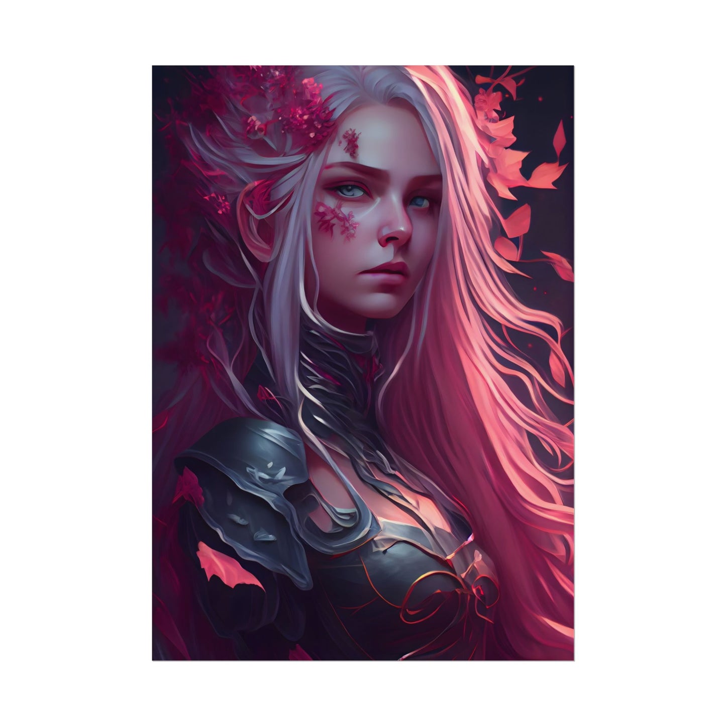 Astonishing Female Portrait with Pink Hair: Artistic Vision - Poster