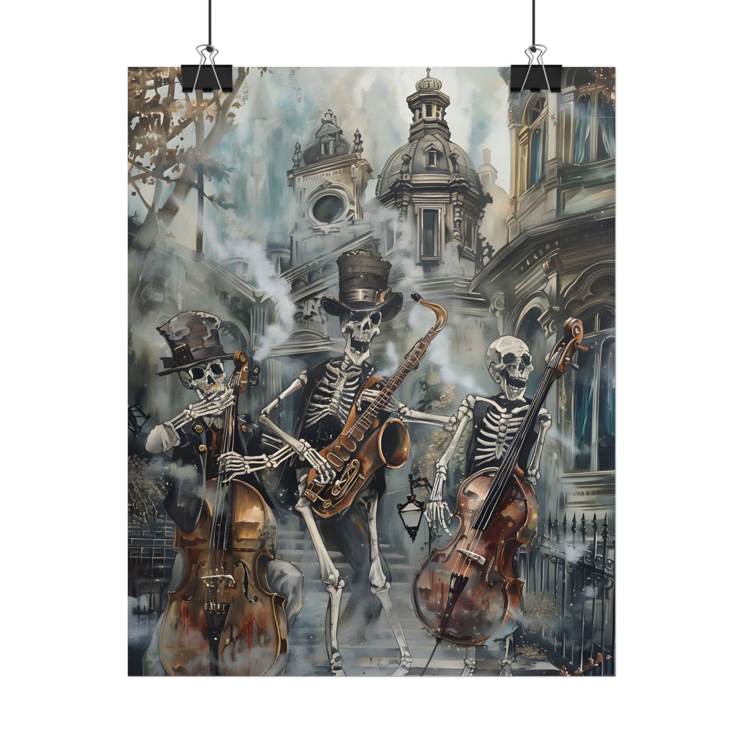 Victorian Lowbrow Jazz: Skeleton Band in Artistic Swing - Poster