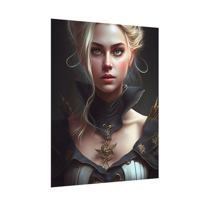 Stunning Blonde Portrait: Elegant Vintage Dress - Poster