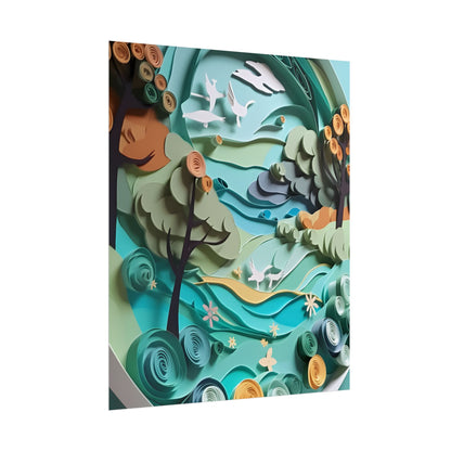 Eye-Catching Beach Landscape: Paper Quilling Art - Poster