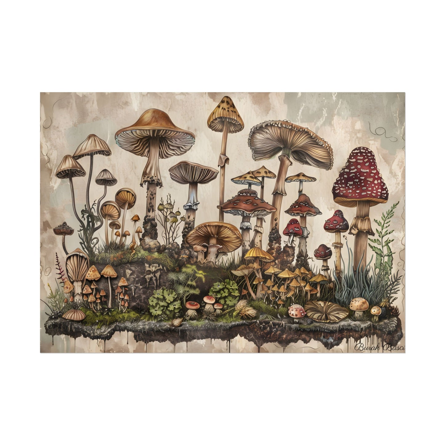 Vintage Mushroom Illustrations: A Collection of Unique Fungi - Poster