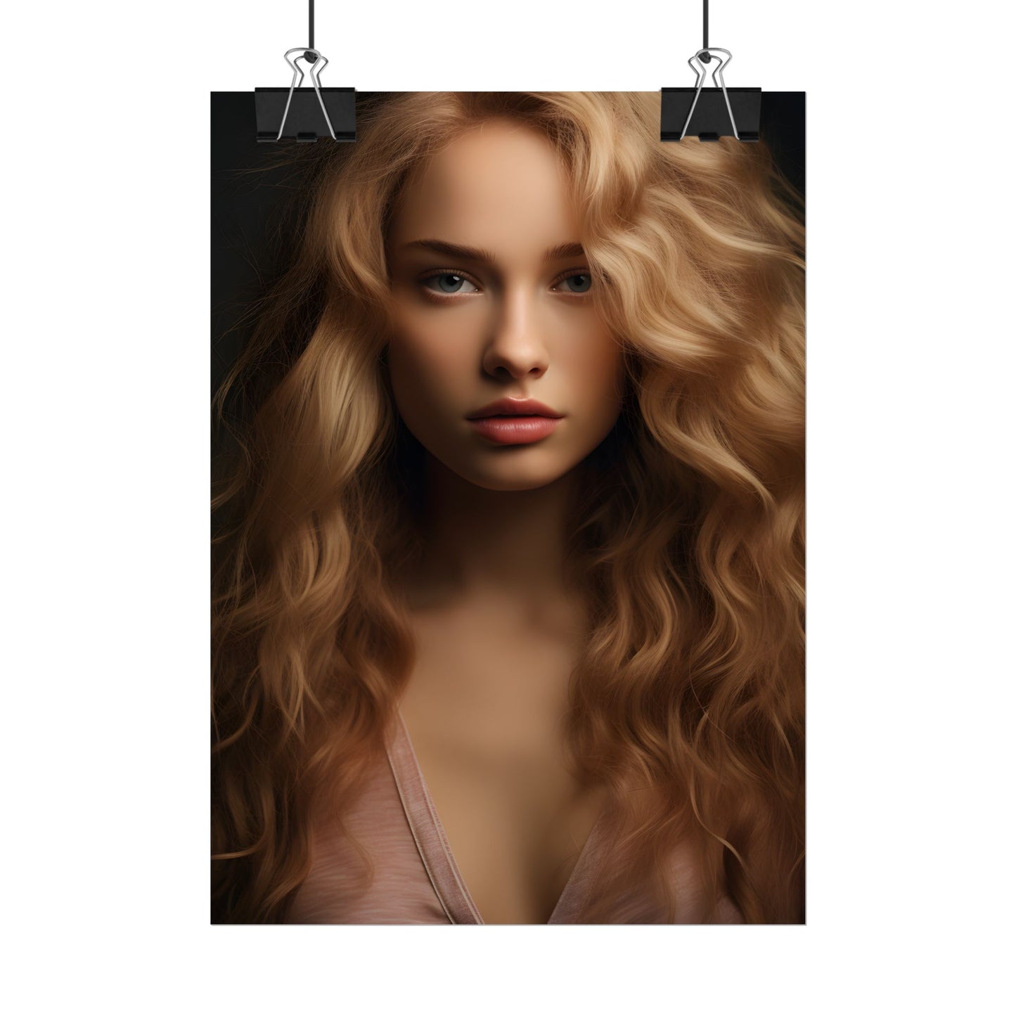 Modern Blonde Woman: Minimalist Style Portrait - Poster