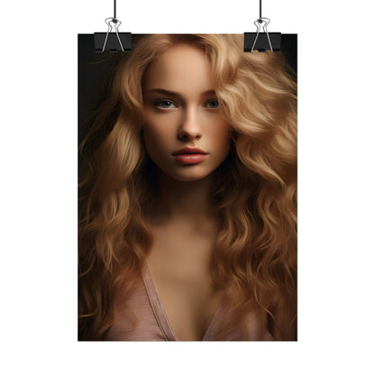 Modern Blonde Woman: Minimalist Style Portrait - Poster