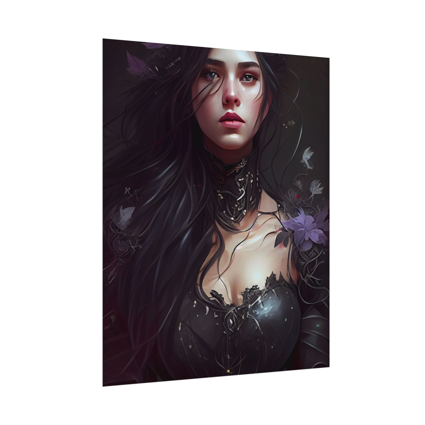 Striking Woman Portrait: Black Hair Artwork - Poster