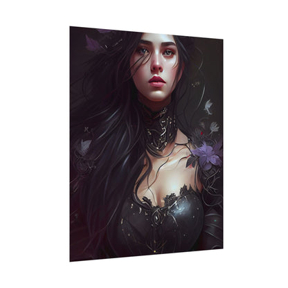 Striking Woman Portrait: Black Hair Artwork - Poster