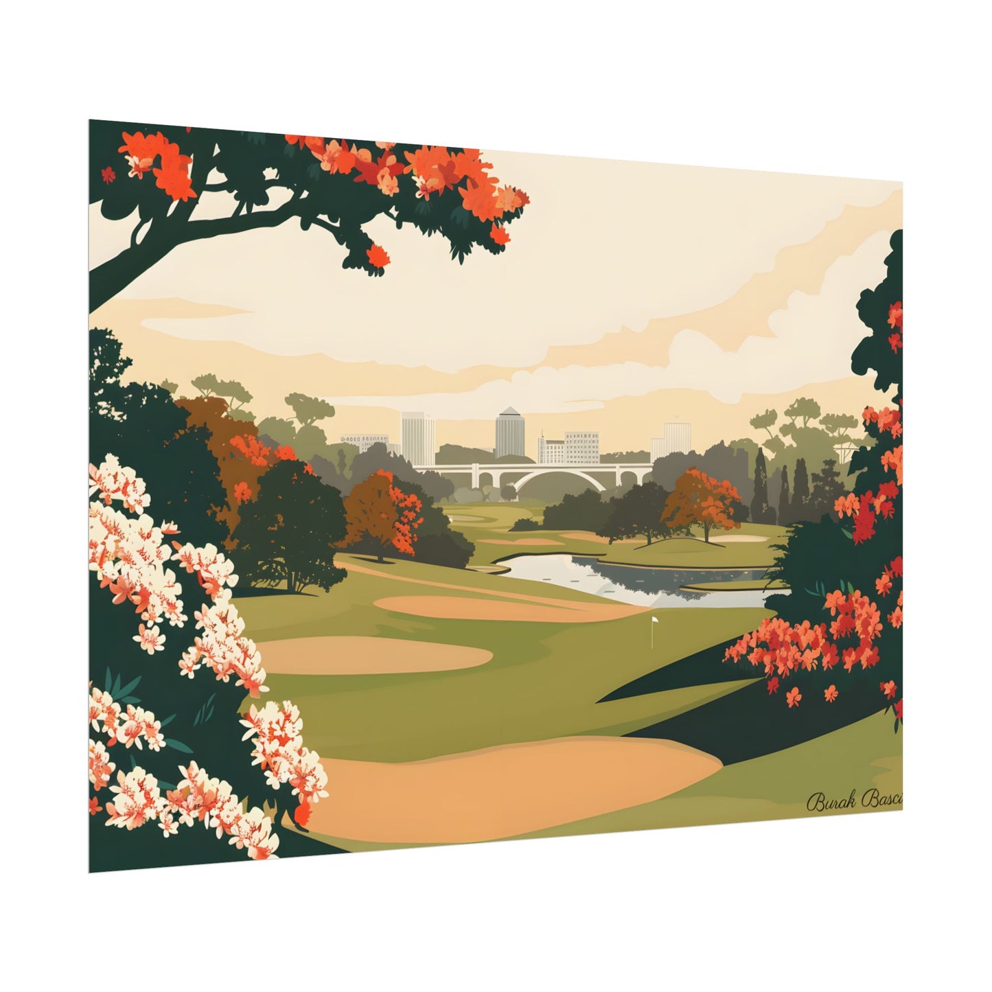 Retro Golf Illustration: Classic Course Art - Poster
