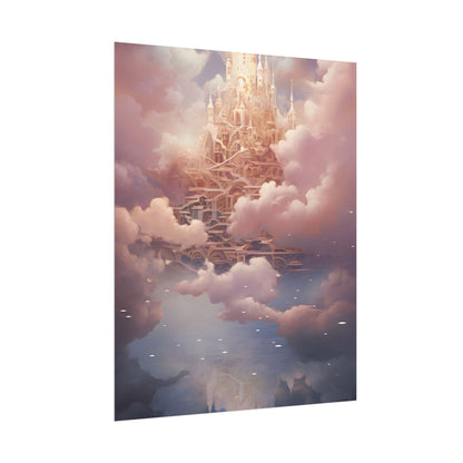 Celestial Fantasy Floating City: Digital Artwork - Poster