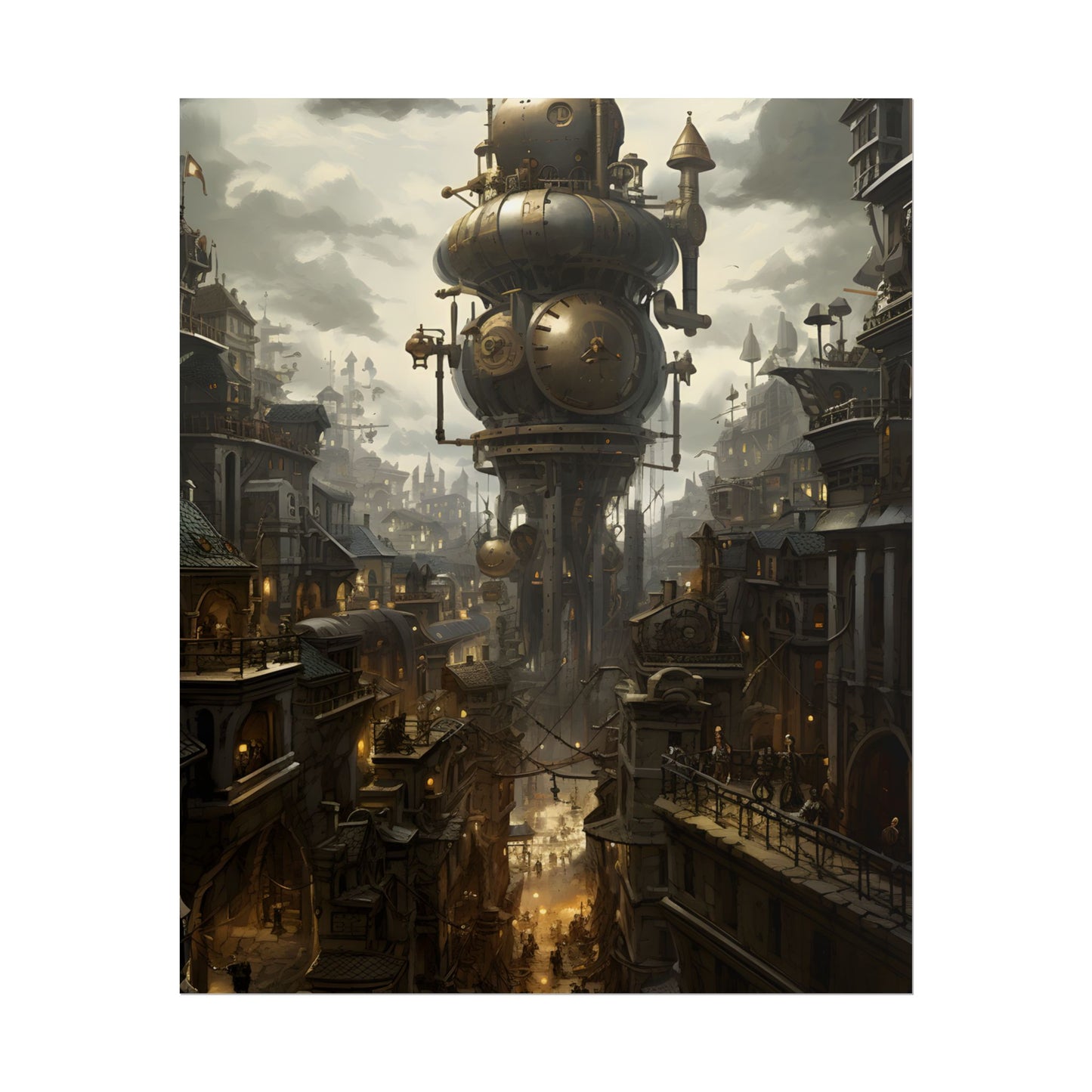 Vibrant Steampunk City: A World of Wonder - Poster