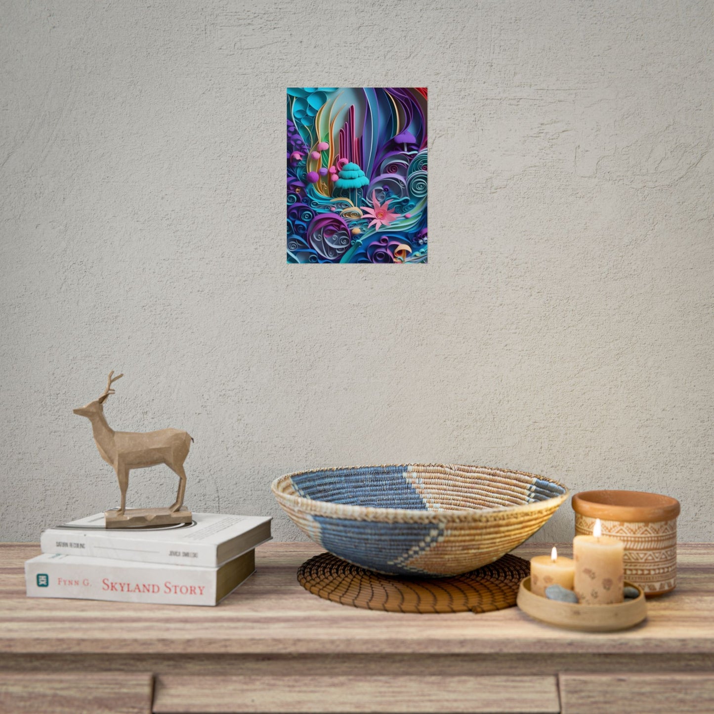 Vibrant Beach Landscape: Paper Quilling Artwork - Poster