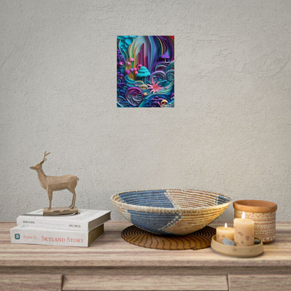 Vibrant Beach Landscape: Paper Quilling Artwork - Poster