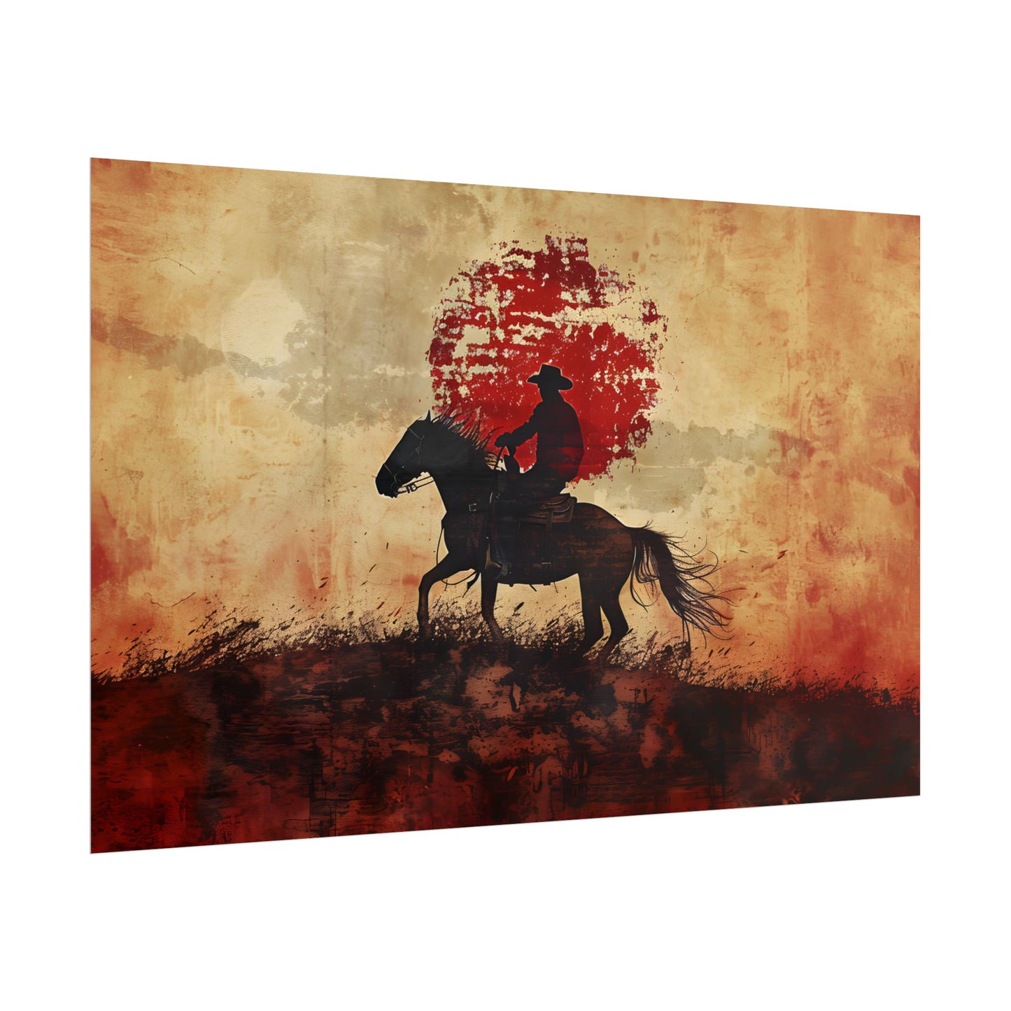 Dynamic Rodeo Scene: Earthy Tones of a Thrilling Ride - Poster