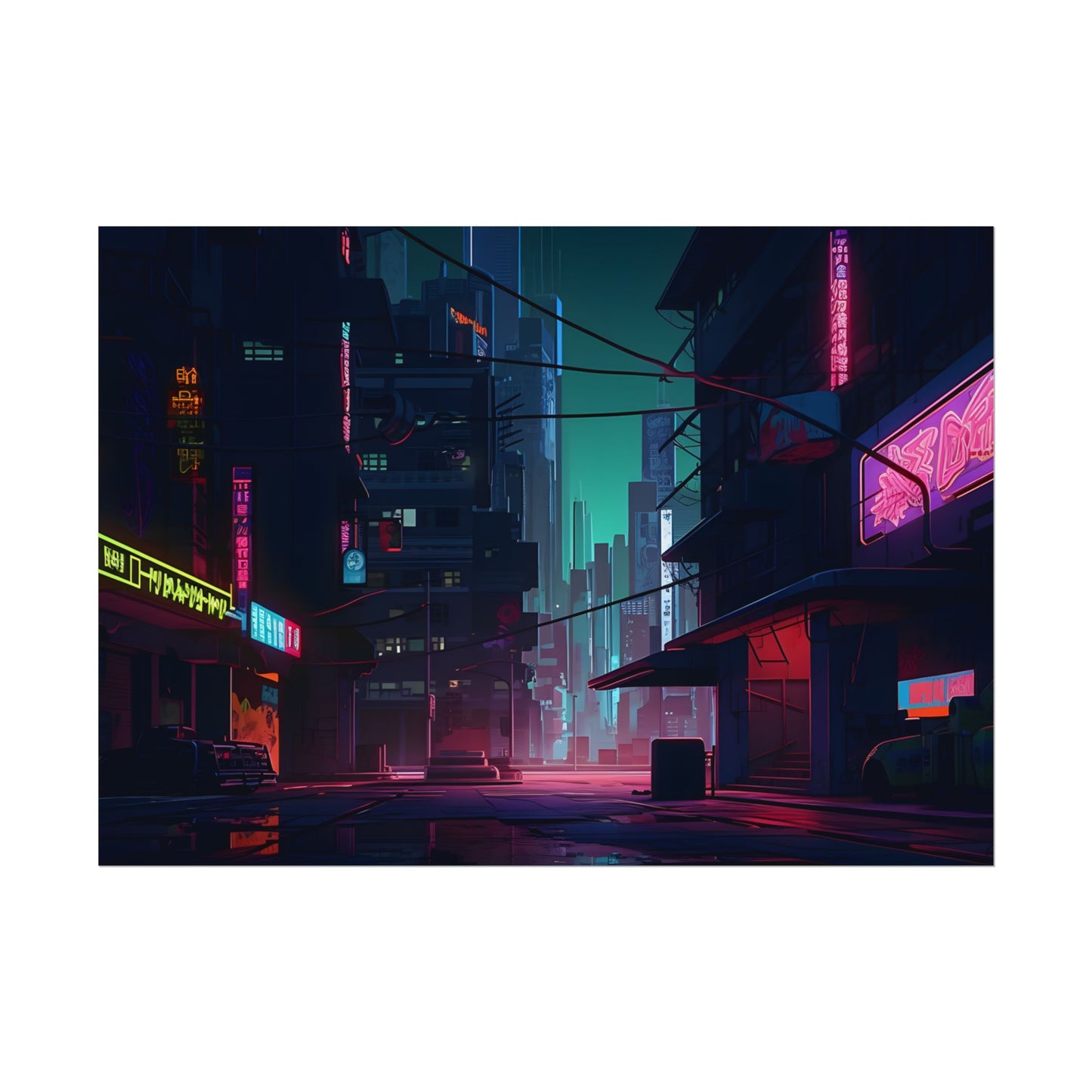 Nightfall in Neo-City: A Melancholic Cyberpunk Scene - Poster