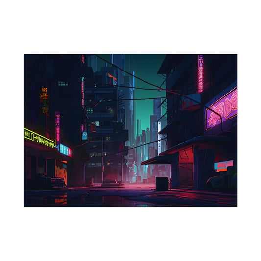 Nightfall in Neo-City: A Melancholic Cyberpunk Scene - Poster