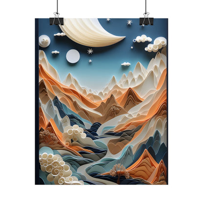 Vibrant European Quilled Landscape: Intricate Paper Art - Poster