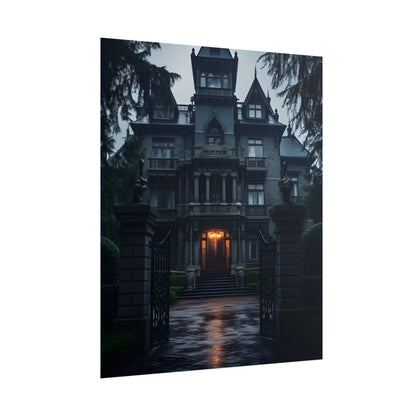 Haunted Victorian Mansion: Spooky Atmosphere Artwork - Poster