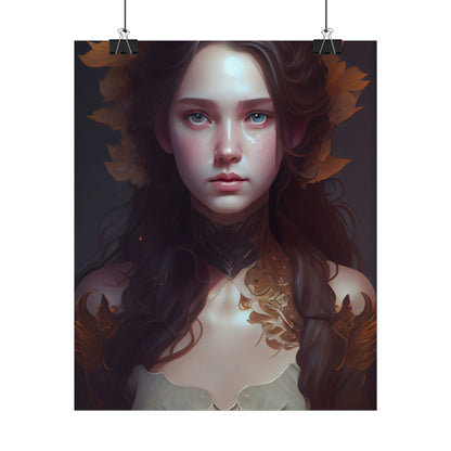 Brown Hair Female Portrait: Artistic Style Digital Art - Poster