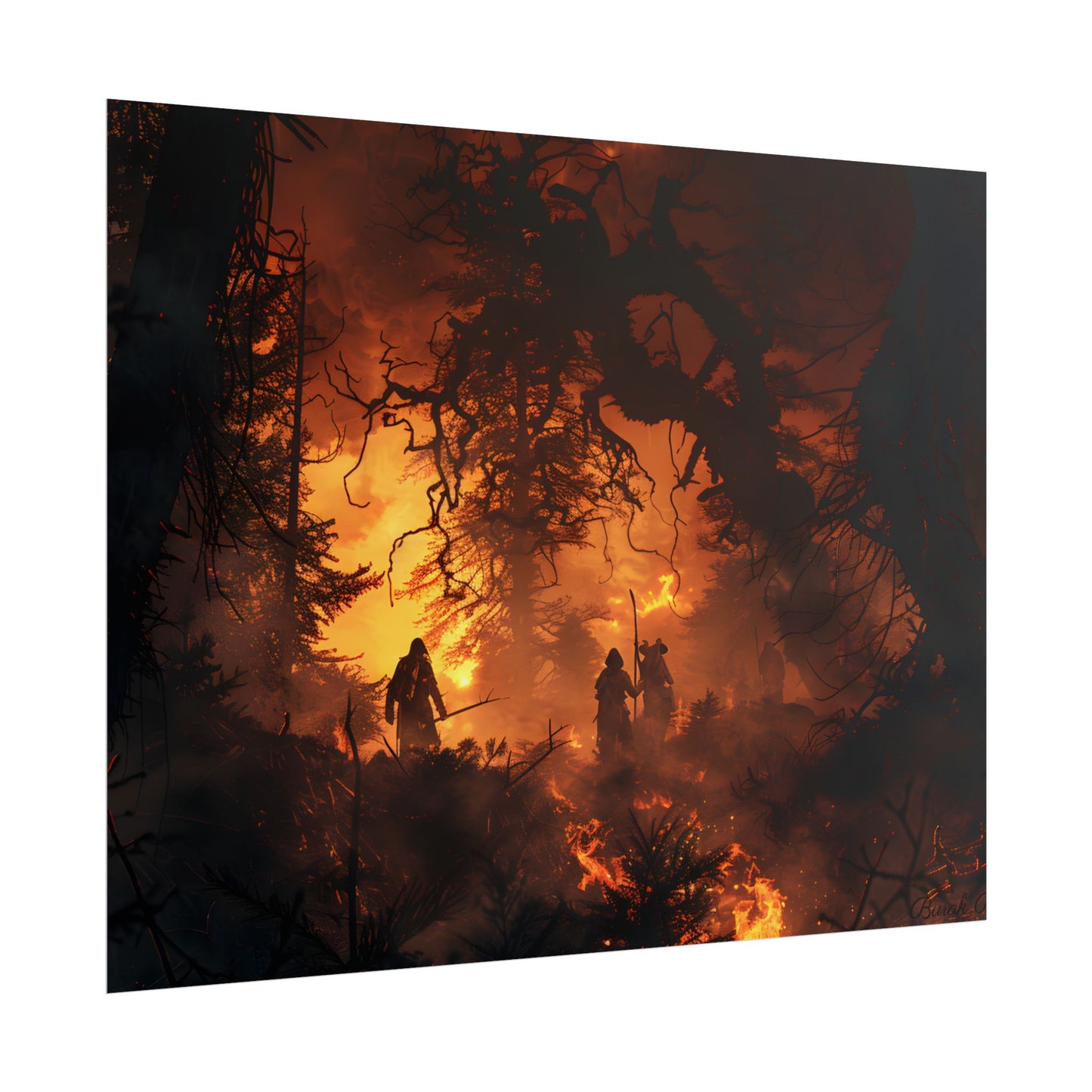 Misty Sunset Forest: Group Gathering - Poster