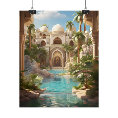 Serene Desert Oasis: Arabian Nights-Inspired Artwork - Poster