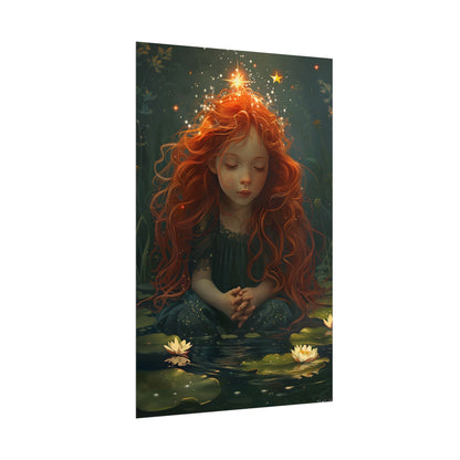 Sparkly Redhead Daydream: Young Girl Digital Art - Poster