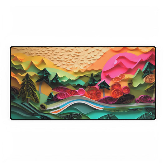 Magical Beach Landscape: Paper Quilling Art Piece - Desk Mat