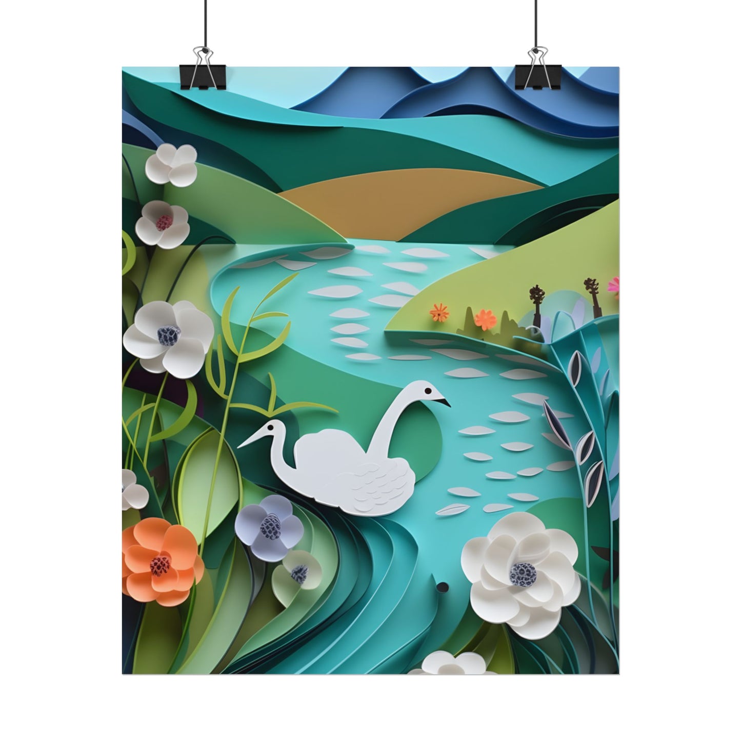 Vibrant Paper Quilling Island: A Beautiful Tropical Landscape - Poster