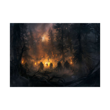 Tranquil Forest Sunset: People Connecting with Nature - Poster