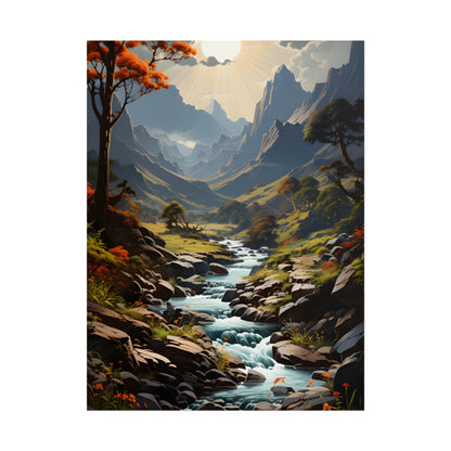 Majestic Waterfall Oil Painting: A Captivating Artwork - Poster