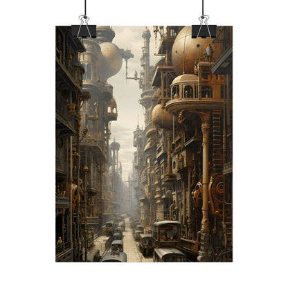 Steampunk Cityscape: A Glimpse into Jules Verne's Paris - Poster