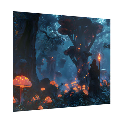 Mystical Forest Encounter: Vibrant Witch Artwork - Poster