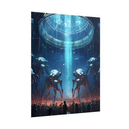 Vibrant Robot Symphony: A Harmonious Blend of Human and Robotic Musicians - Poster