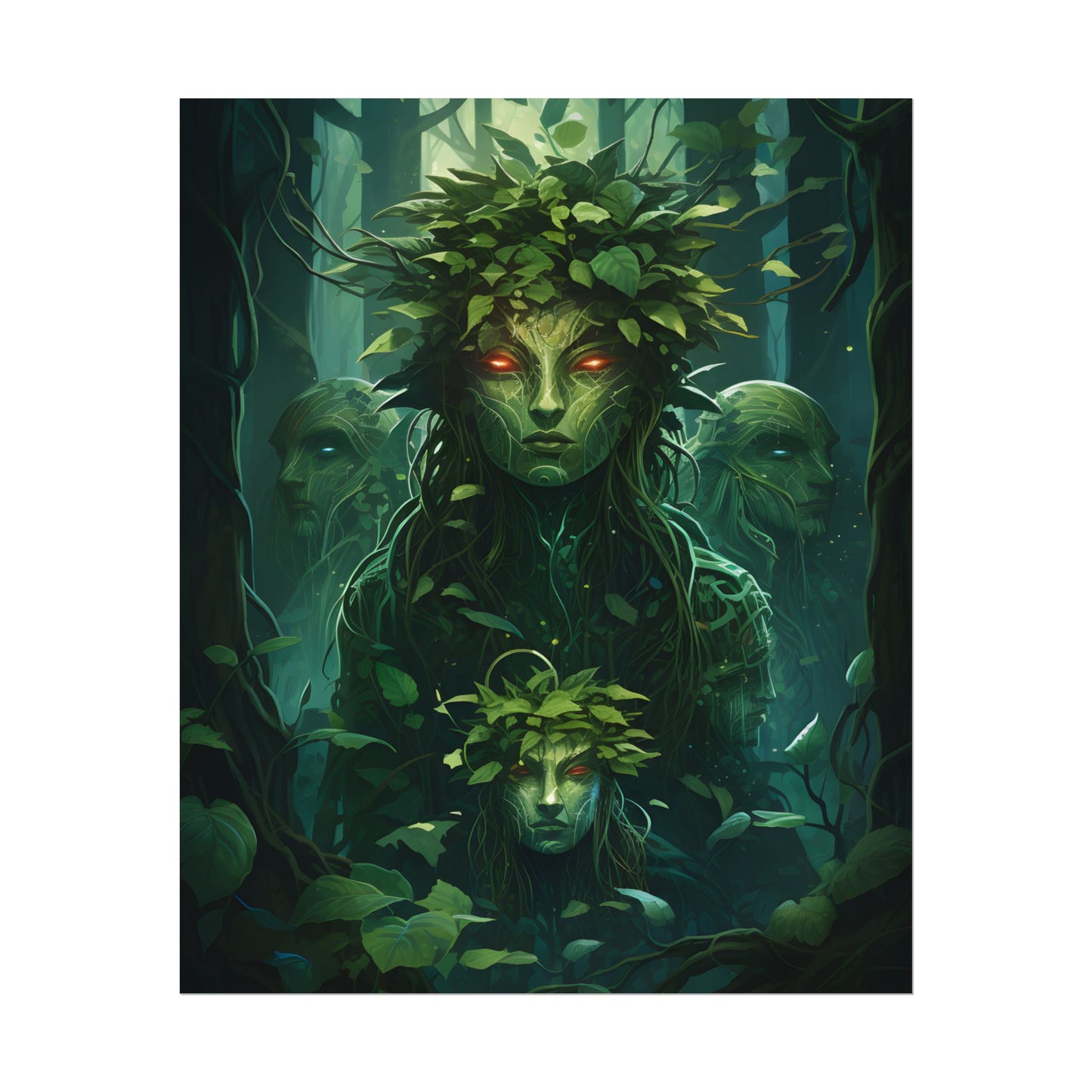 Mystical Forest Guardians: Serene Ancient Tree Spirits - Poster