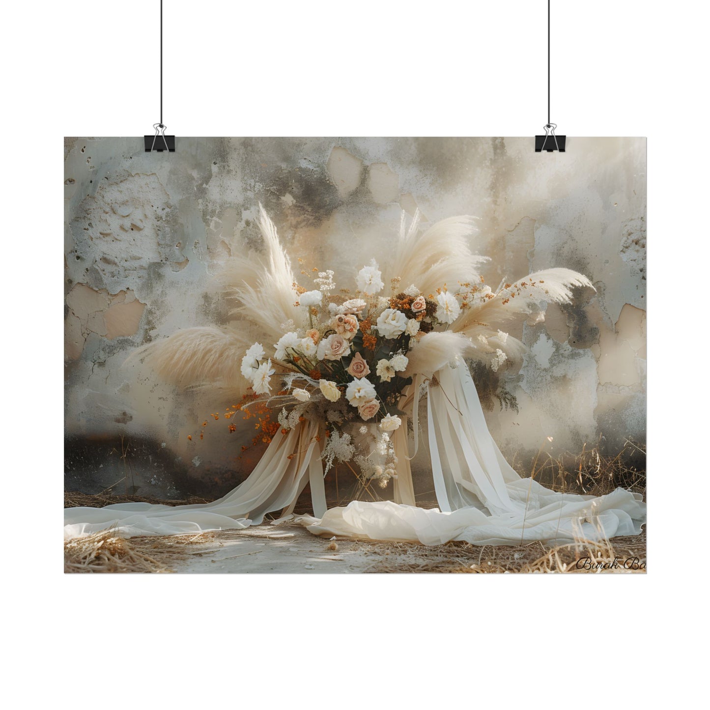Whimsical Floral Bloom: Pampas Grass Artwork - Poster