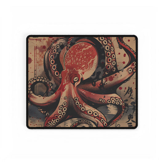 Stylized Octopus in Ukiyo-E Style: Japanese Artwork - Desk Mat