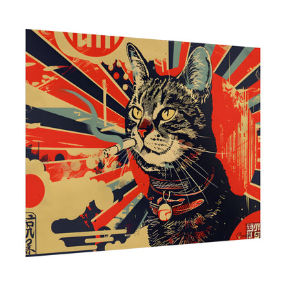 Whimsical Urban Wildlife: Cat Art in a Bolstered Setting - Poster