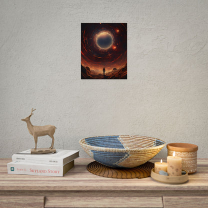 Black Hole Cosmic: A Realistic Digital Artwork of a Planet in Orbit - Poster