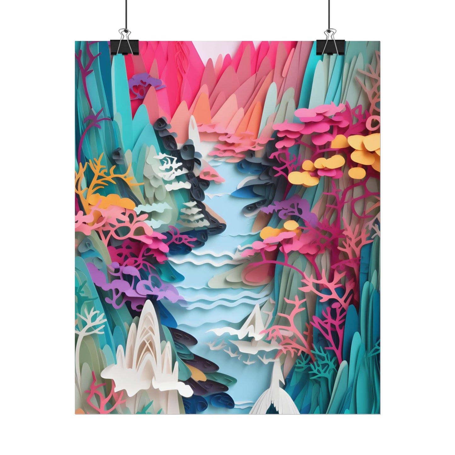 Japanese Paper Quilling Craft: Vibrant Landscape Art - Poster