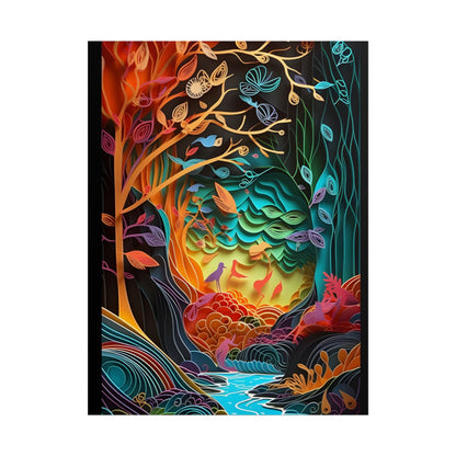 Peaceful Island Oasis: Paper Quilling Landscape Art - Poster