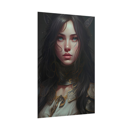 Vibrant Red Portrait: Dynamic Female Artwork - Poster