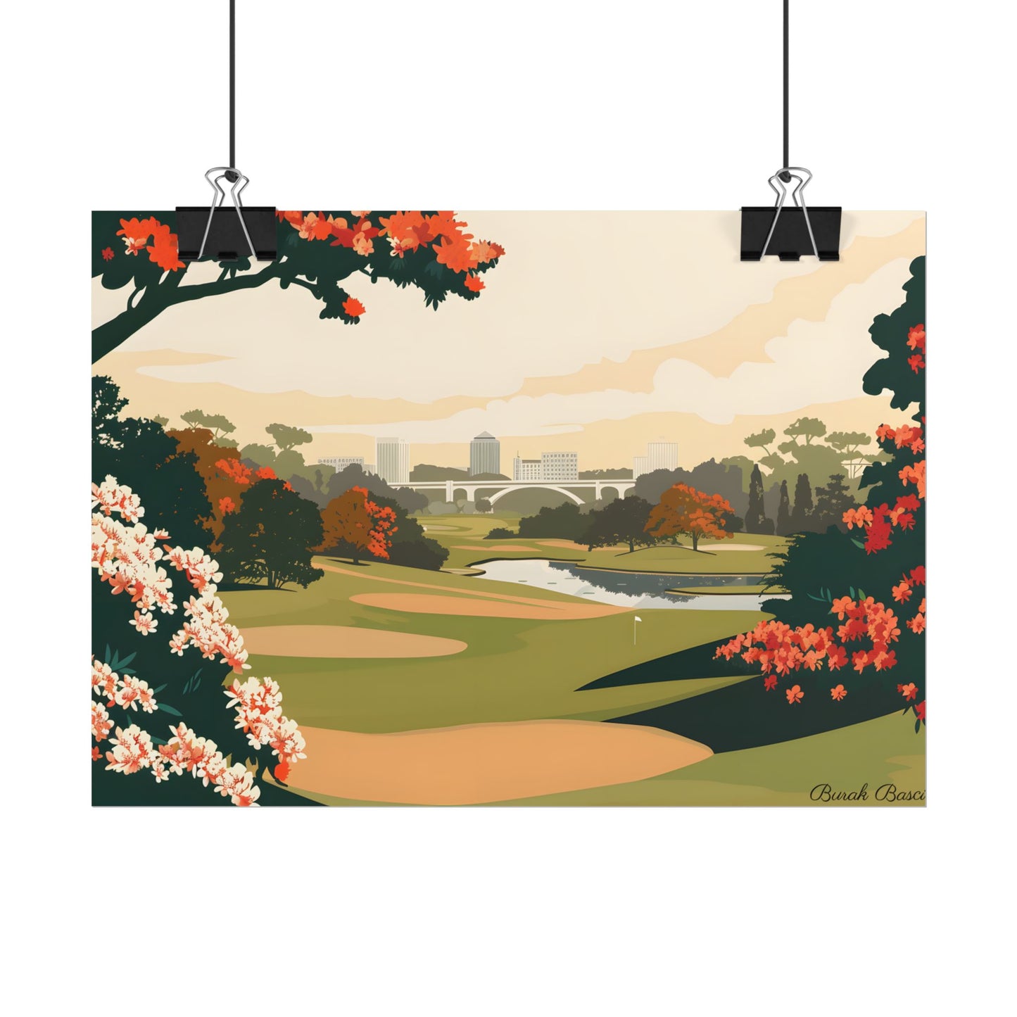 Retro Golf Illustration: Classic Course Art - Poster