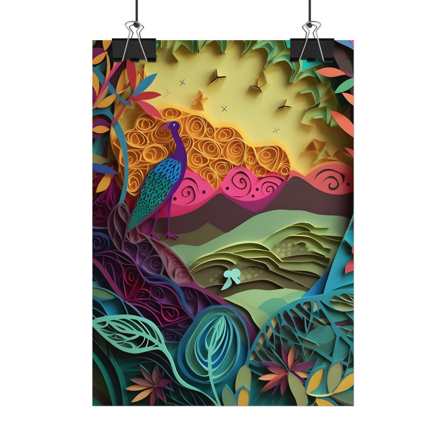 Vibrant Indian Quilling Art: Traditional Landscape Decoration - Poster