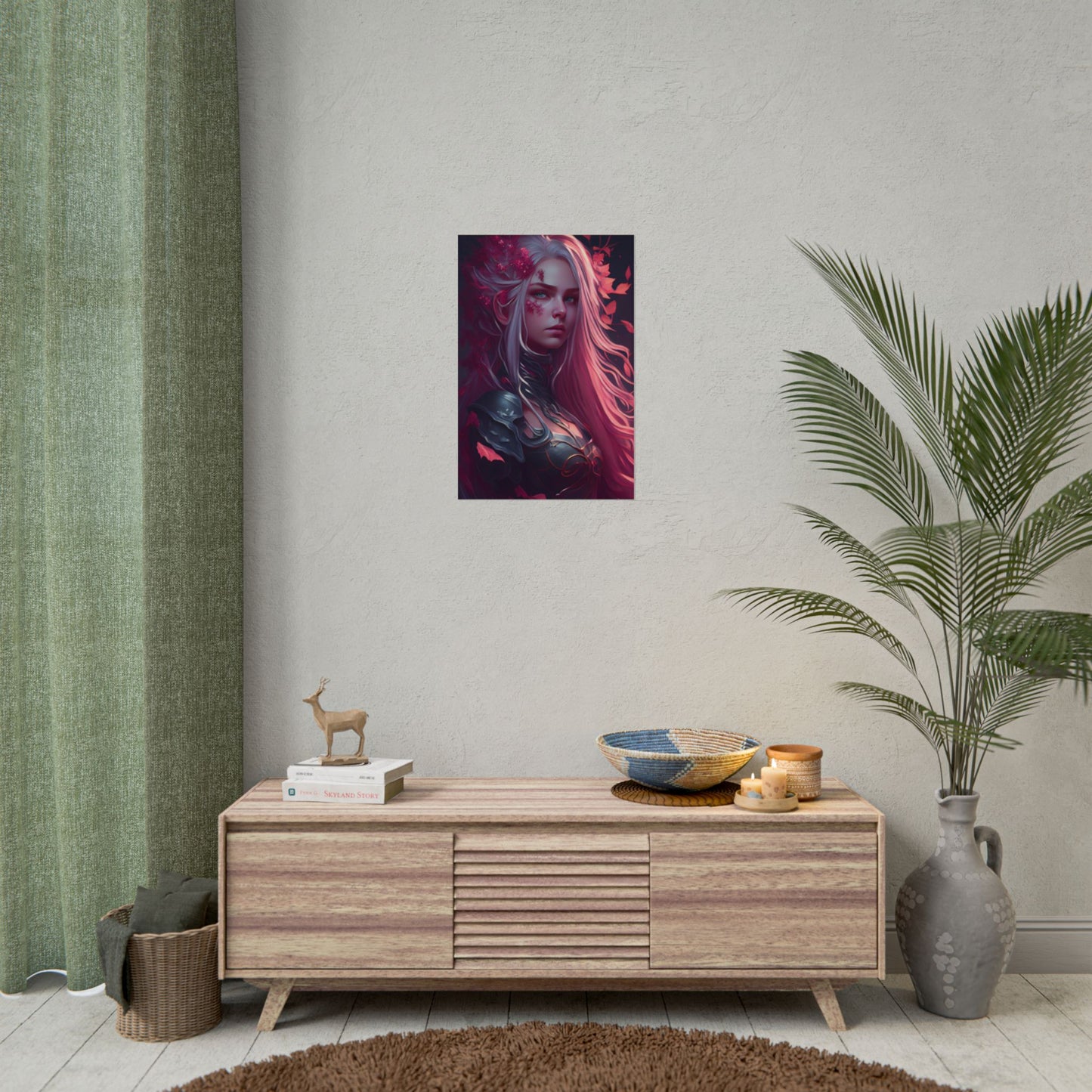 Astonishing Female Portrait with Pink Hair: Artistic Vision - Poster