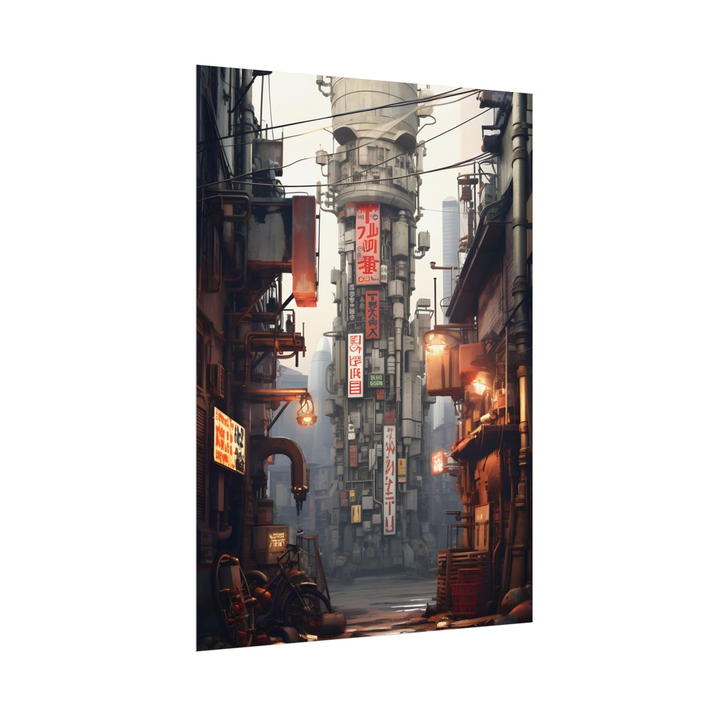 Steampunk Post-Apocalypse: Detailed Cityscape Digital Art - Poster