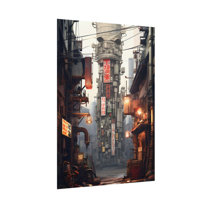 Steampunk Post-Apocalypse: Detailed Cityscape Digital Art - Poster
