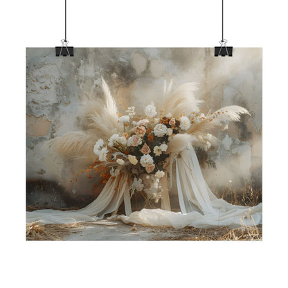 Whimsical Floral Bloom: Pampas Grass Artwork - Poster